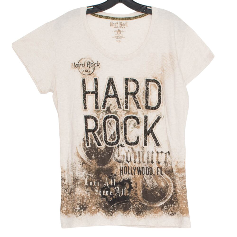 Hard Rock Couture Vintage Y2K Graphic Tee Grunge Biker Festival Juniors XXL Top